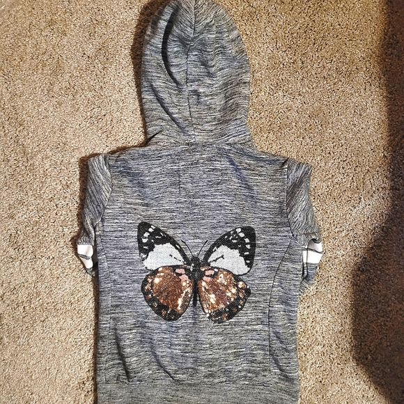 🎁CLEARANCE🎁 REFLEX Sequin Butterfly Jersey Knit Hooded Jacket - 7/8 - Picture 2 of 5